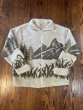 Vintage Y2K Fleece Zip Up Cottage Core Sweater